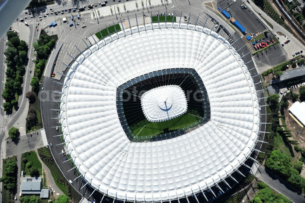 Aerial image Warschau - The new built stadium National Stadium in Warsaw bevore opening EM 2012 in Poland