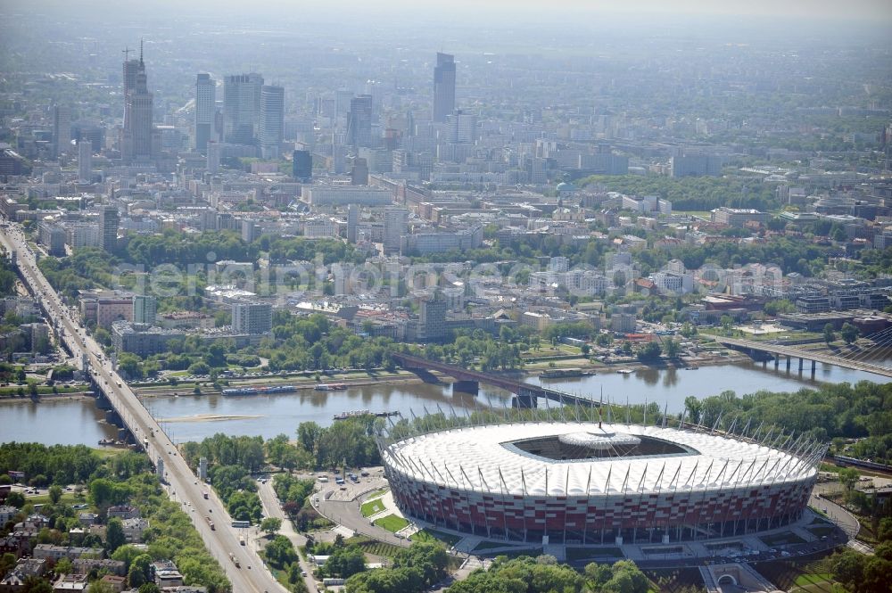 Warschau from above - The new built stadium National Stadium in Warsaw bevore opening EM 2012 in Poland