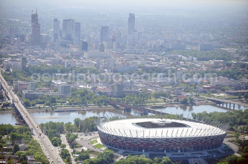 Aerial image Warschau - The new built stadium National Stadium in Warsaw bevore opening EM 2012 in Poland