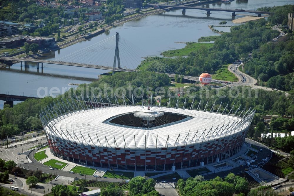 Warschau from above - The new built stadium National Stadium in Warsaw bevore opening EM 2012 in Poland