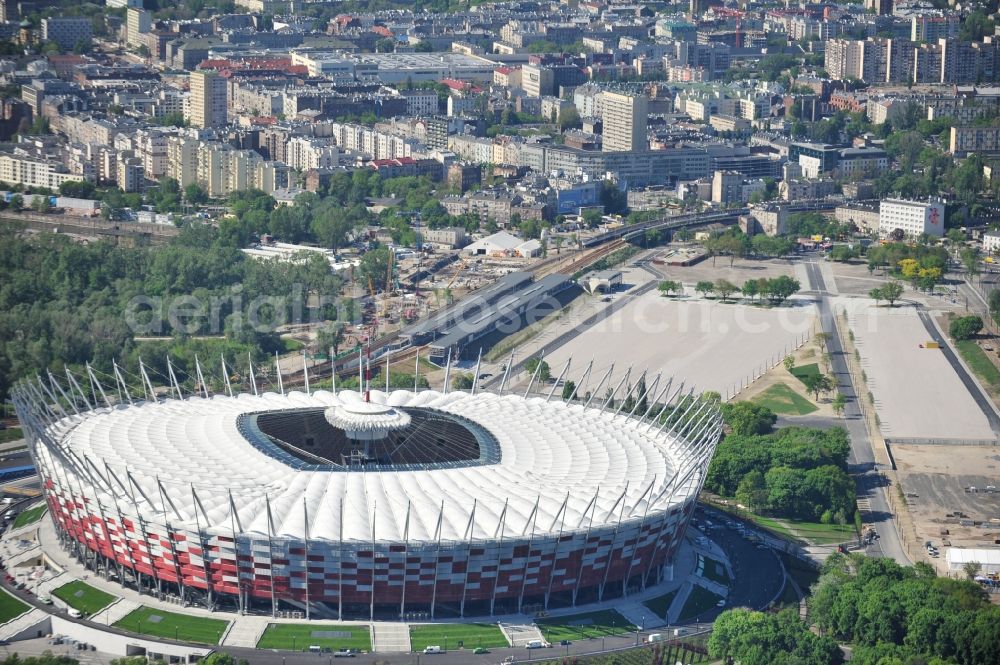 Aerial image Warschau - The new built stadium National Stadium in Warsaw bevore opening EM 2012 in Poland