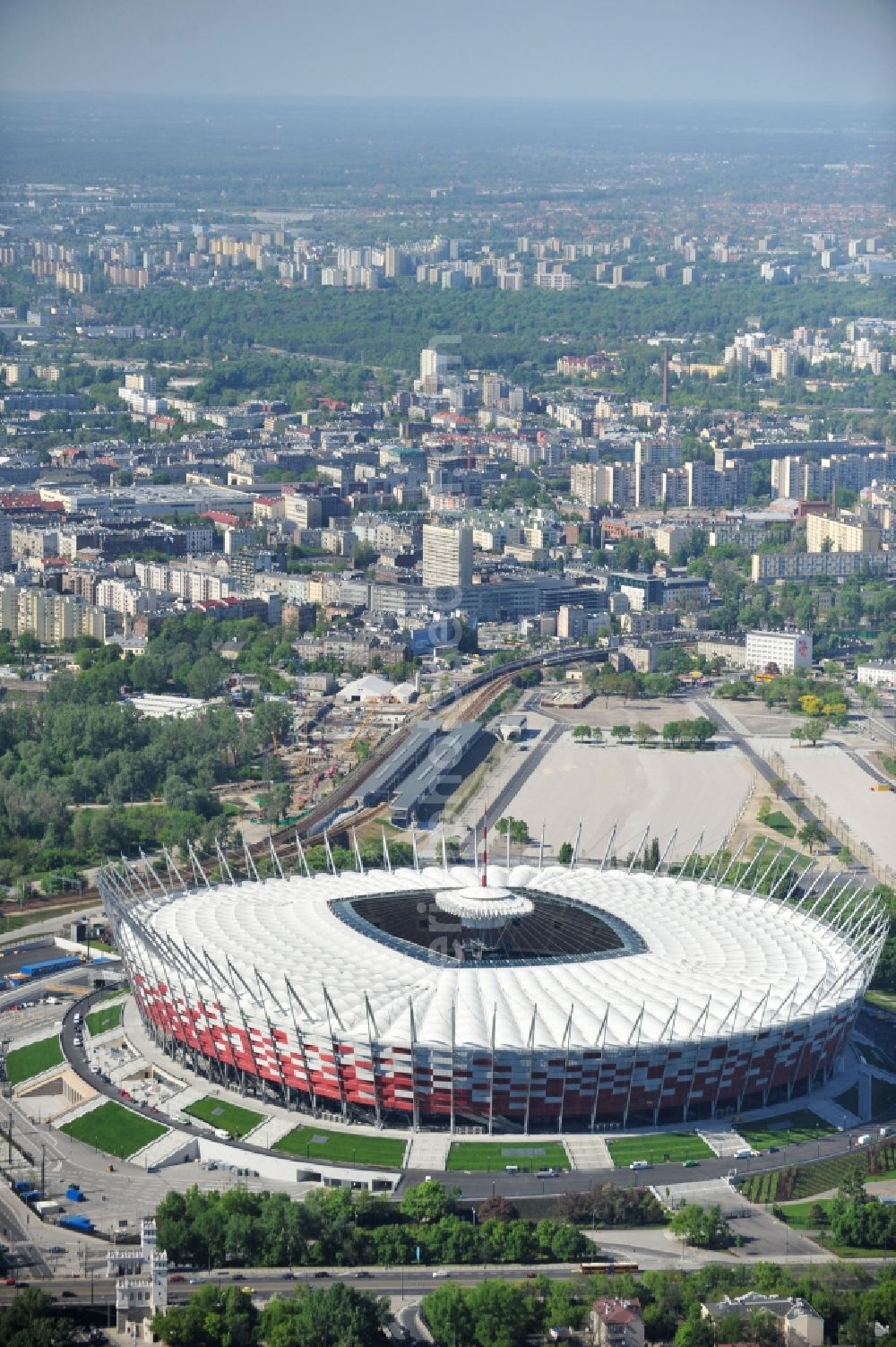 Aerial image Warschau - The new built stadium National Stadium in Warsaw bevore opening EM 2012 in Poland