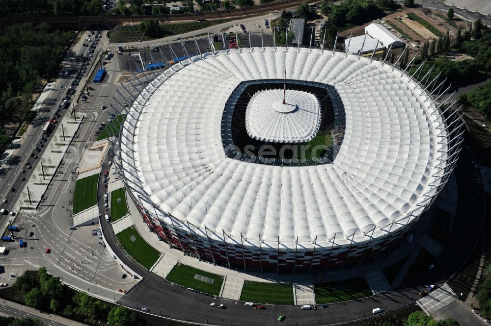 Aerial image Warschau - The new built stadium National Stadium in Warsaw bevore opening EM 2012 in Poland