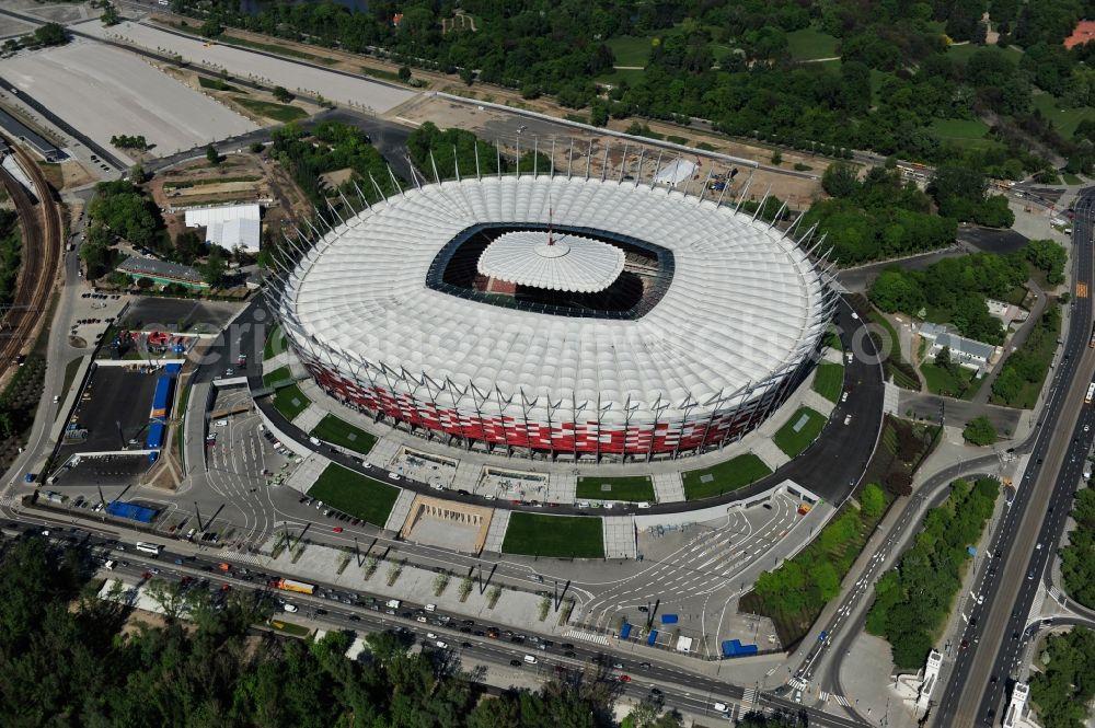 Aerial image Warschau - The new built stadium National Stadium in Warsaw bevore opening EM 2012 in Poland