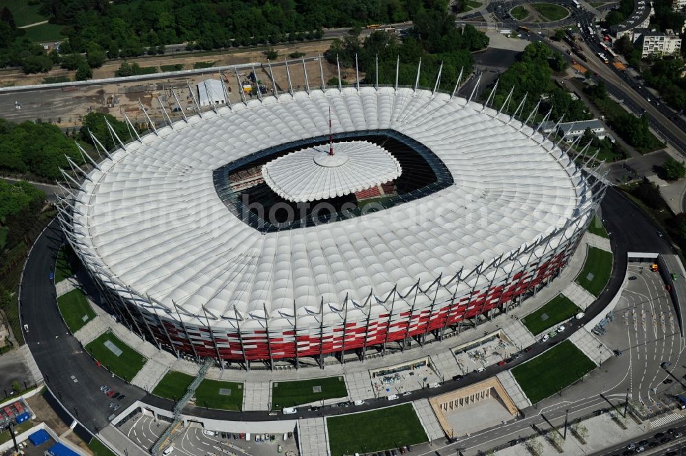 Warschau from above - The new built stadium National Stadium in Warsaw bevore opening EM 2012 in Poland