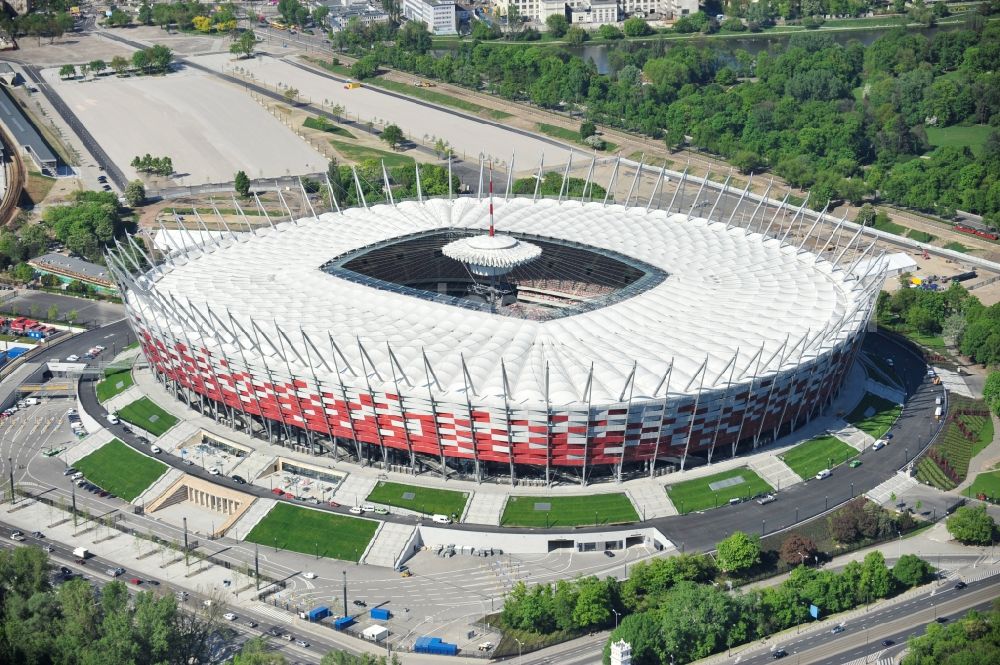 Aerial image Warschau - The new built stadium National Stadium in Warsaw bevore opening EM 2012 in Poland