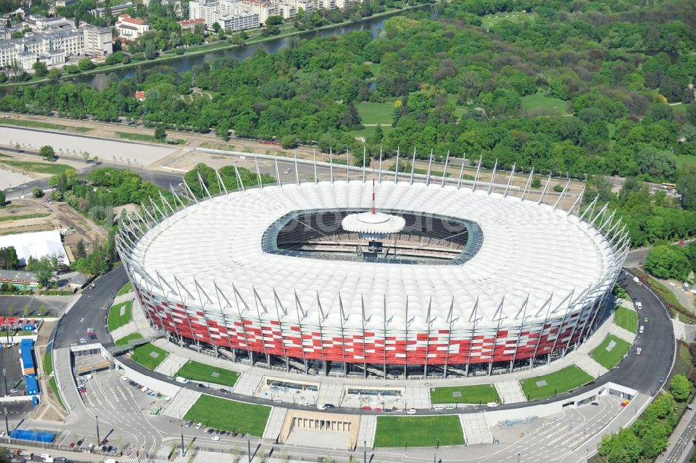 Warschau from above - The new built stadium National Stadium in Warsaw bevore opening EM 2012 in Poland