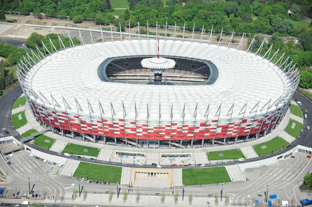 Aerial image Warschau - The new built stadium National Stadium in Warsaw bevore opening EM 2012 in Poland