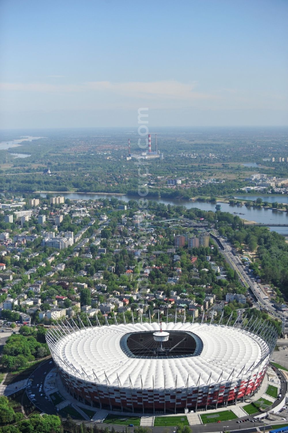 Aerial image Warschau - The new built stadium National Stadium in Warsaw bevore opening EM 2012 in Poland