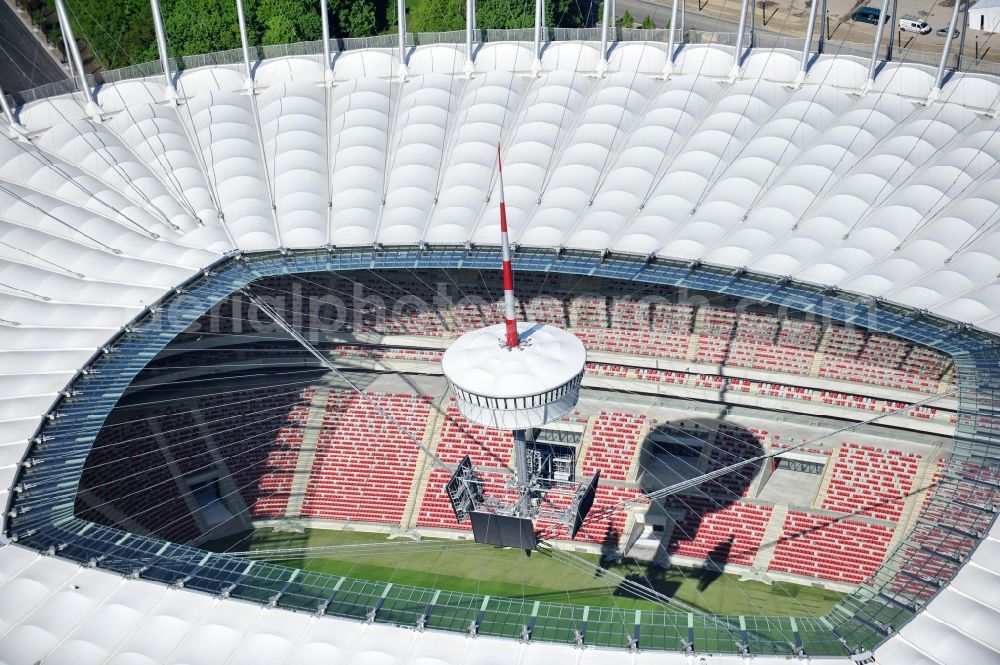 Warschau from above - The new built stadium National Stadium in Warsaw bevore opening EM 2012 in Poland