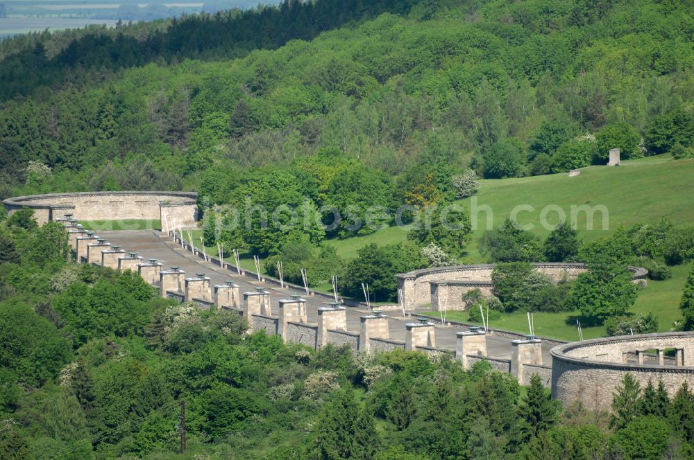 Aerial image Weimar - Sight of the historical monument of the National Memorial of the GDR Buchenwald in the district Ettersberg in Weimar in the state Thuringia, Germany