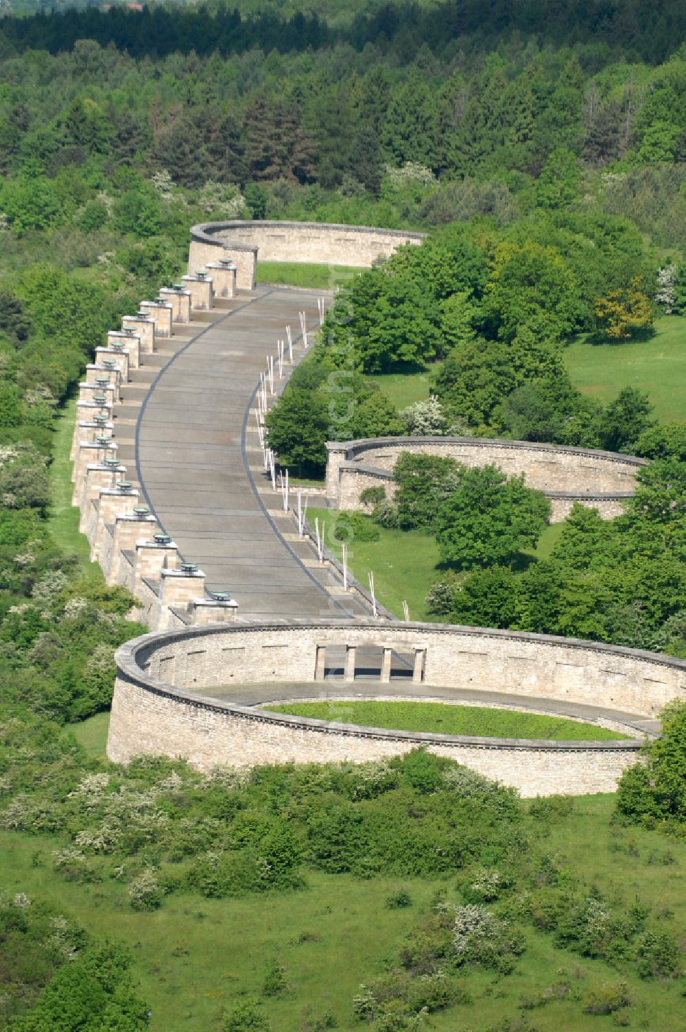 Weimar from the bird's eye view: Sight of the historical monument of the National Memorial of the GDR Buchenwald in the district Ettersberg in Weimar in the state Thuringia, Germany