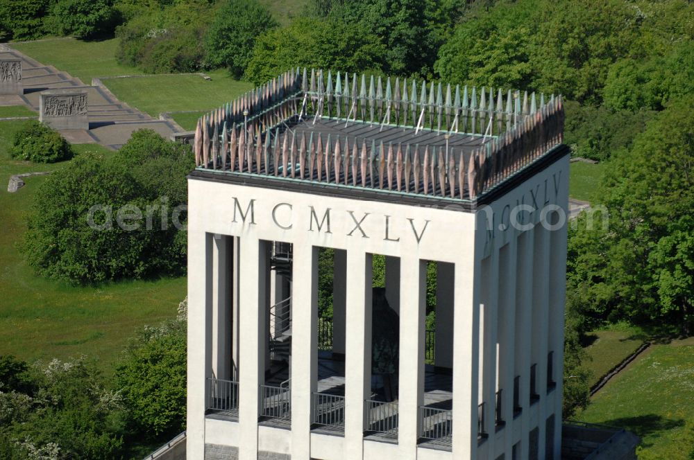 Aerial photograph Weimar - Sight of the historical monument of the National Memorial of the GDR Buchenwald in the district Ettersberg in Weimar in the state Thuringia, Germany