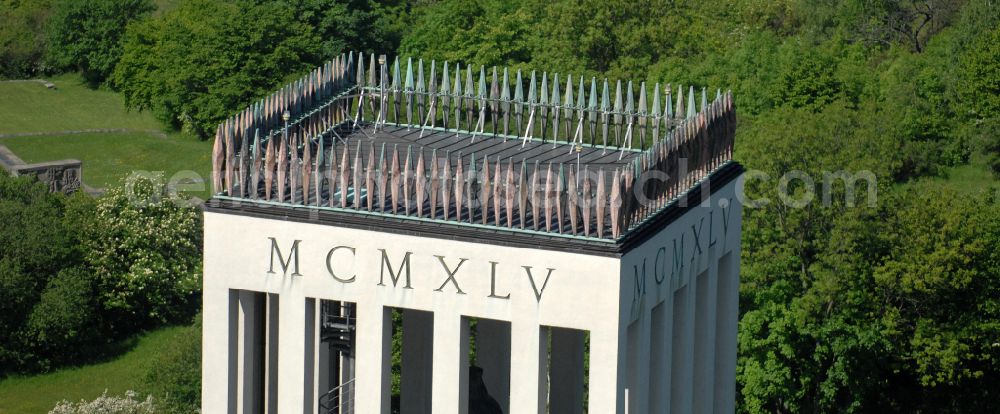 Aerial photograph Weimar - Sight of the historical monument of the National Memorial of the GDR Buchenwald in the district Ettersberg in Weimar in the state Thuringia, Germany