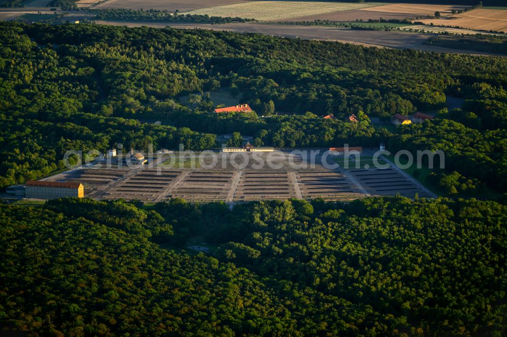 Weimar from the bird's eye view: Sight of the historical monument of the National Memorial of the GDR Buchenwald in the district Ettersberg in Weimar in the state Thuringia, Germany