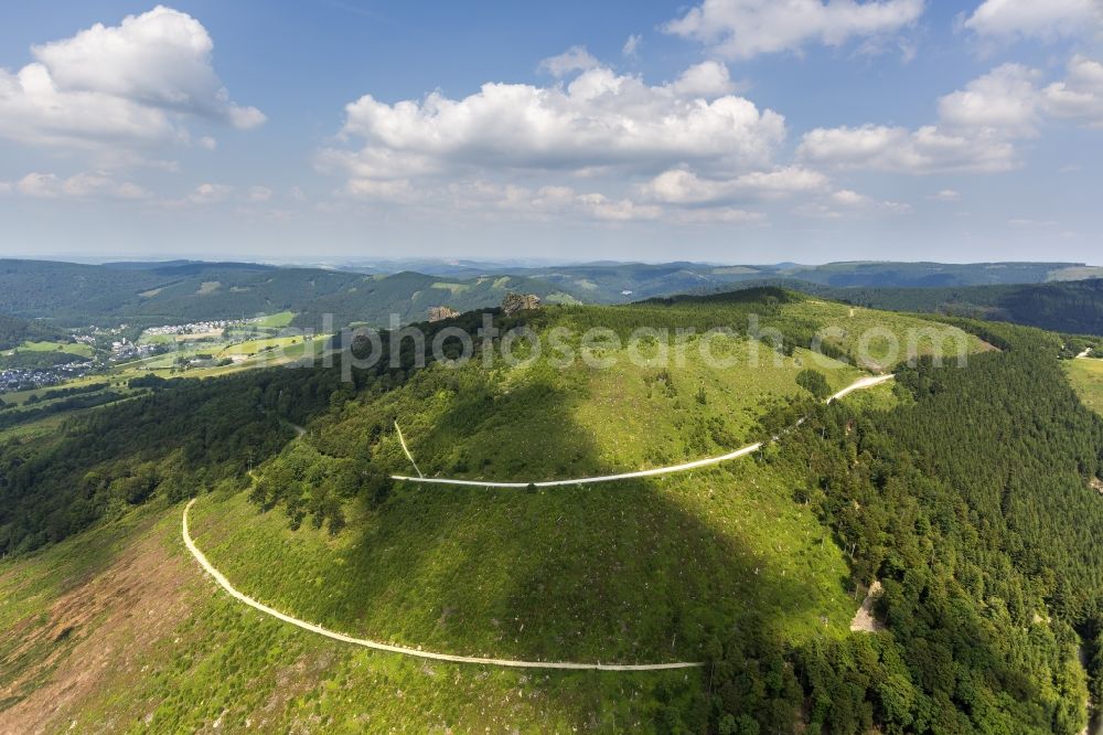 Aerial image Olsberg - Natural monument - Rock - formation Bruchhauser stones at Olsberg in North Rhine-Westphalia