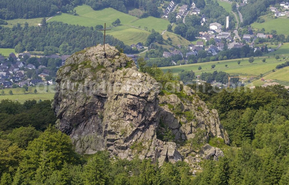 Aerial photograph Olsberg - Natural monument - Rock - formation Bruchhauser stones at Olsberg in North Rhine-Westphalia