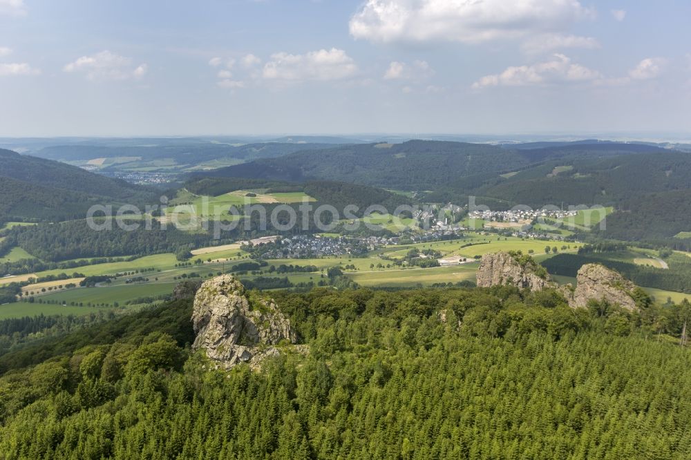 Olsberg from above - Natural monument - Rock - formation Bruchhauser stones at Olsberg in North Rhine-Westphalia