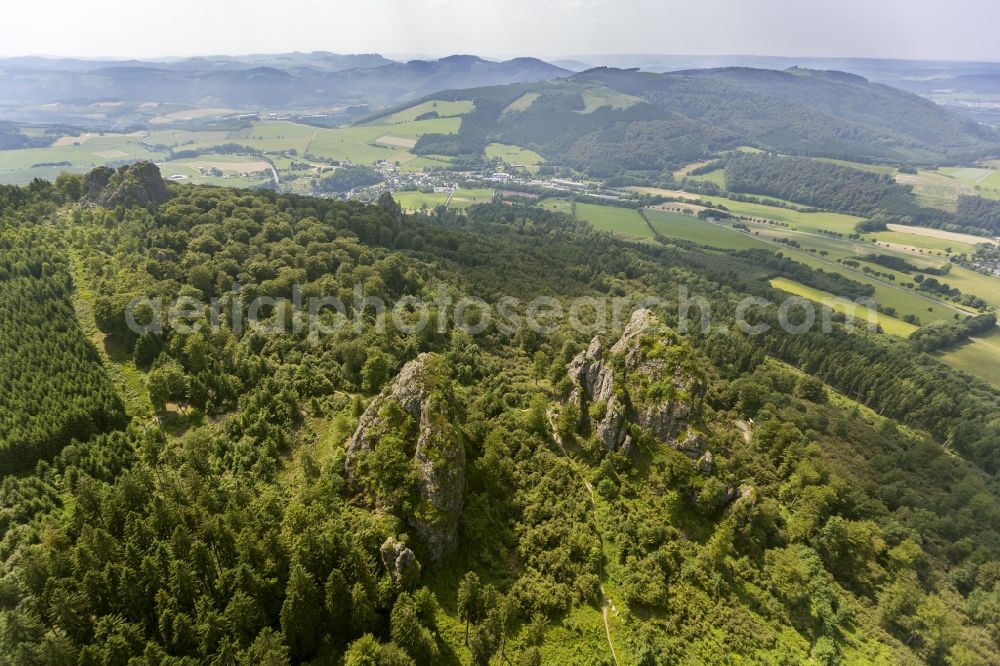 Olsberg from above - Natural monument - Rock - formation Bruchhauser stones at Olsberg in North Rhine-Westphalia