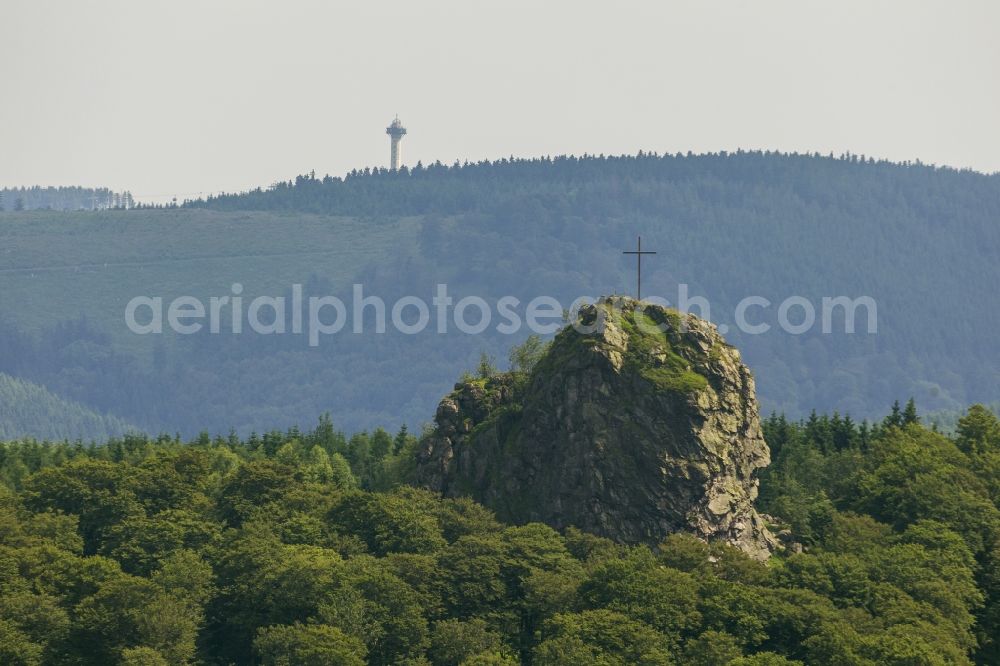 Aerial image Olsberg - Natural monument - Rock - formation Bruchhauser stones at Olsberg in North Rhine-Westphalia