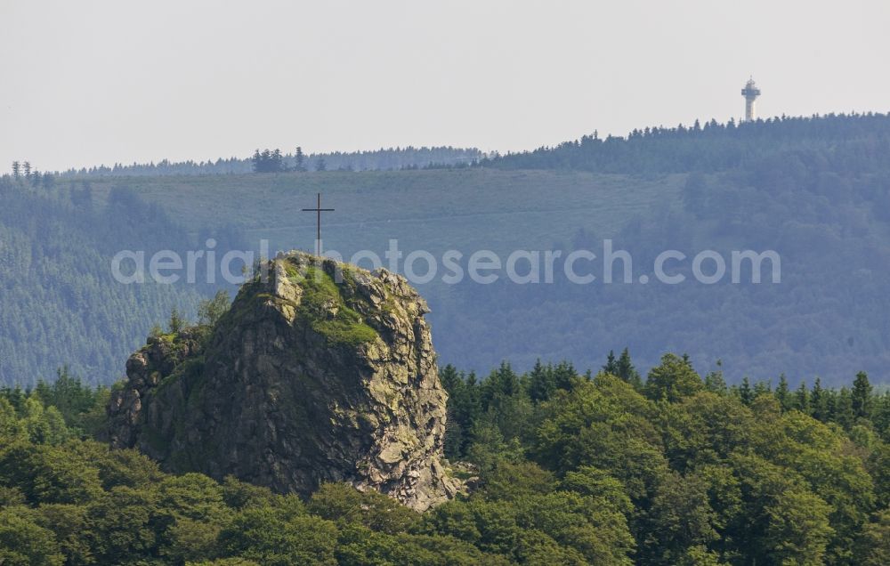 Aerial photograph Olsberg - Natural monument - Rock - formation Bruchhauser stones at Olsberg in North Rhine-Westphalia