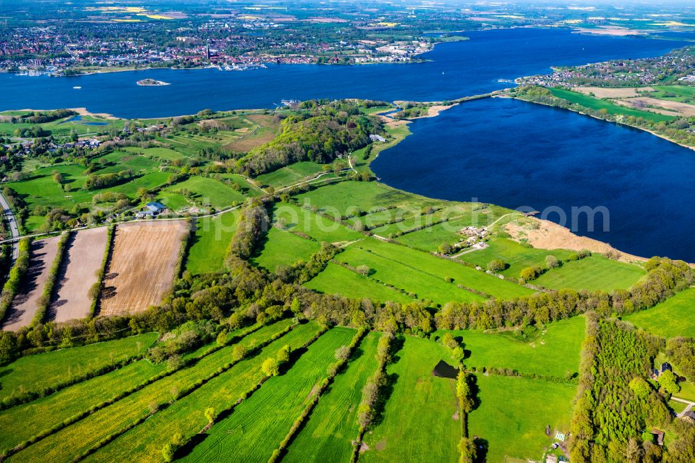 Busdorf from above - Natural history museum and exhibition building ensemble with the ramparts and defense systems on the Schlei Viking Village Haithabu on the street Am Haddebyer Noor in Busdorf in the state Schleswig-Holstein, Germany