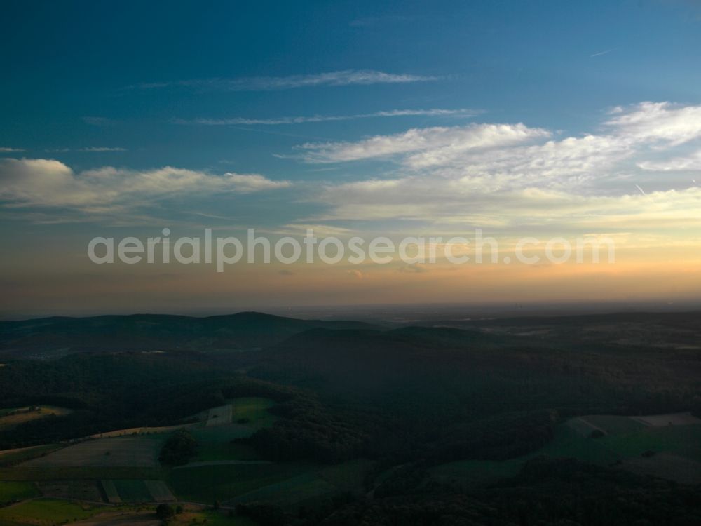 Kassel from above - The Habichtswald is a small mountain range immediately west of the city of Kassel in northern Hesse in Germany