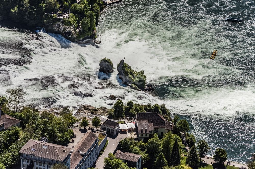 Aerial image Neuhausen am Rheinfall - Natural spectacle of the waterfall in the rocky landscape Rheinfall in Neuhausen am Rheinfall in the canton Schaffhausen, Switzerland