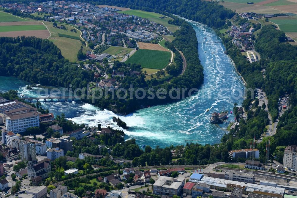 Aerial image Neuhausen am Rheinfall - Natural spectacle of the waterfall Rhinefall bei Schaffhausen in Neuhausen am Rheinfall in the canton Schaffhausen, Switzerland