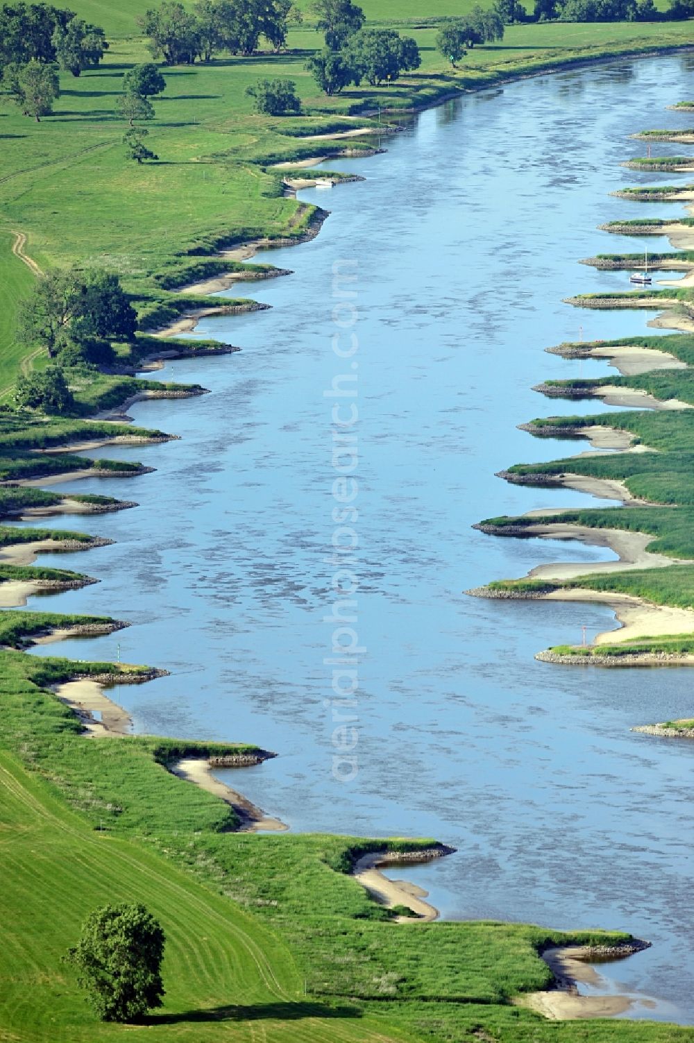 Aerial image Wartenburg - Nature reserve Elbetal in Saxony Anhalt near the mouth of the Schwarze Elster river