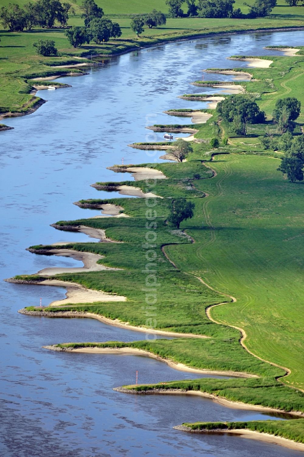 Aerial photograph Wartenburg - Nature reserve Elbetal in Saxony Anhalt near the mouth of the Schwarze Elster river