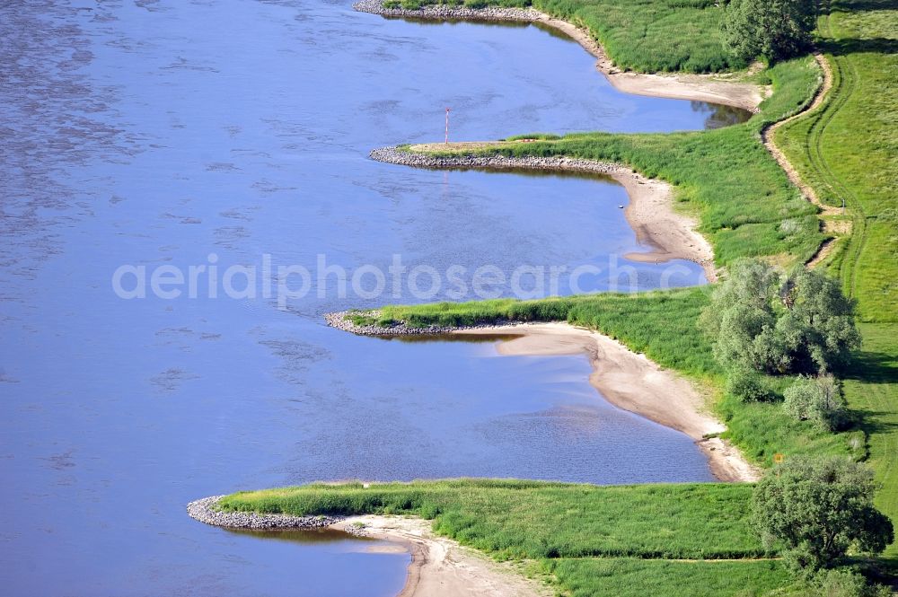 Wartenburg from the bird's eye view: Nature reserve Elbetal in Saxony Anhalt near the mouth of the Schwarze Elster river