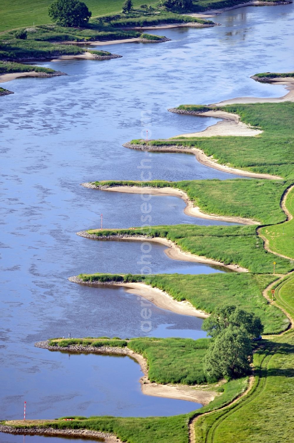 Aerial photograph Wartenburg - Nature reserve Elbetal in Saxony Anhalt near the mouth of the Schwarze Elster river