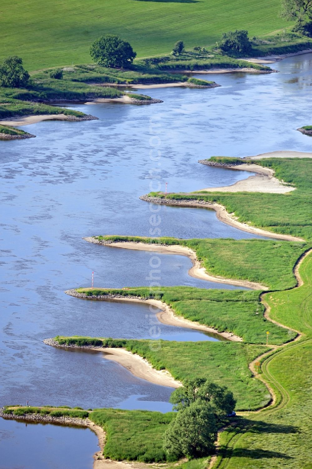 Wartenburg from above - Nature reserve Elbetal in Saxony Anhalt near the mouth of the Schwarze Elster river