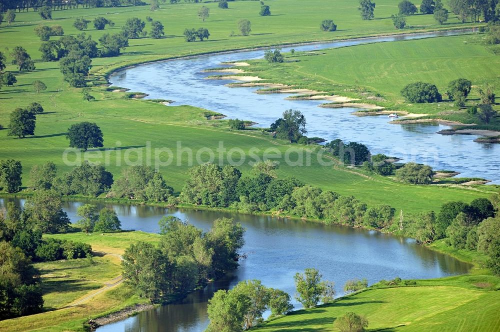 Aerial image Wartenburg - Nature reserve Elbetal in Saxony Anhalt near the mouth of the Schwarze Elster river