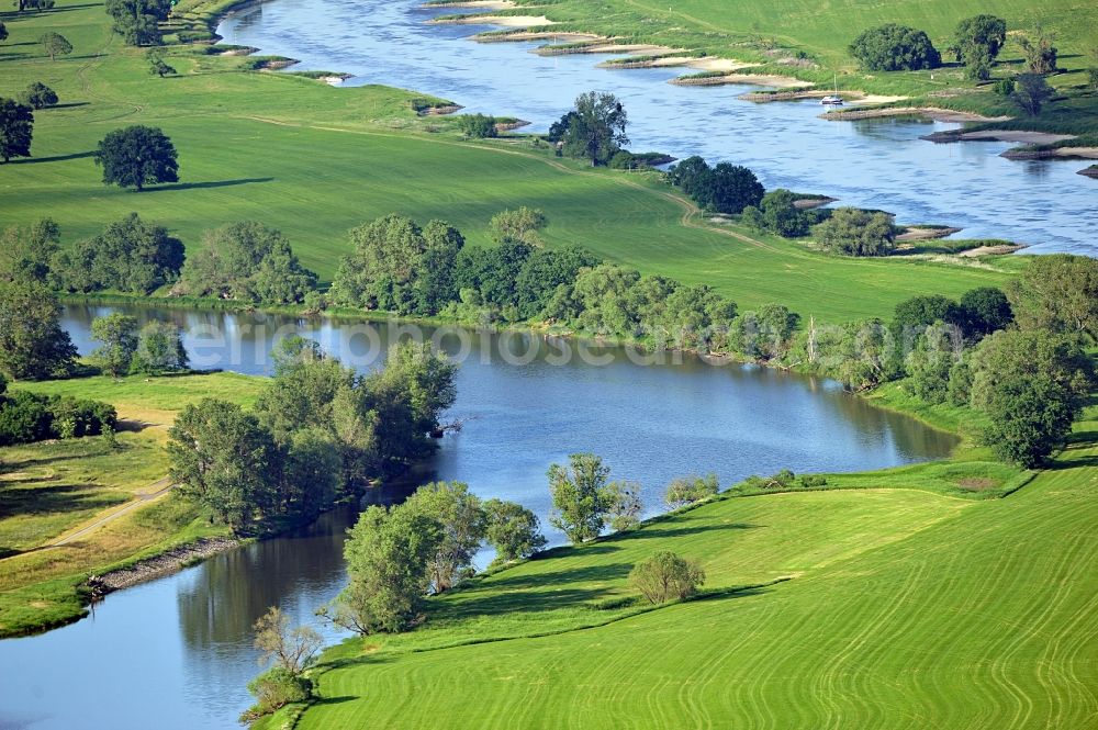 Aerial photograph Wartenburg - Nature reserve Elbetal in Saxony Anhalt near the mouth of the Schwarze Elster river