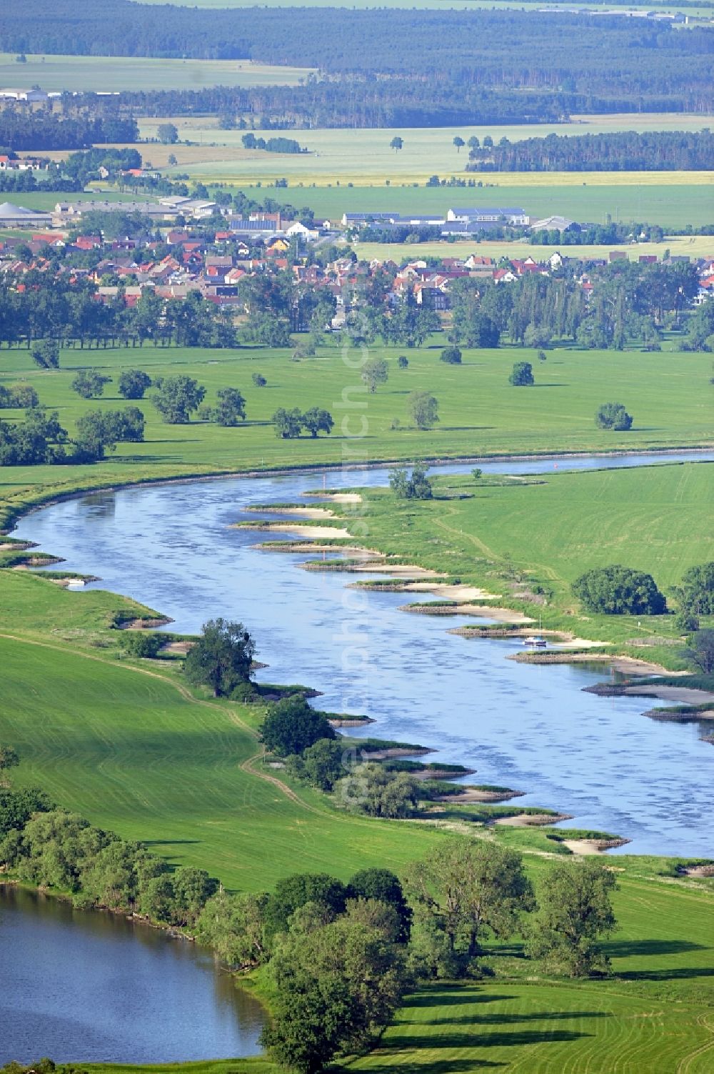 Aerial image Wartenburg - Nature reserve Elbetal in Saxony Anhalt near the mouth of the Schwarze Elster river