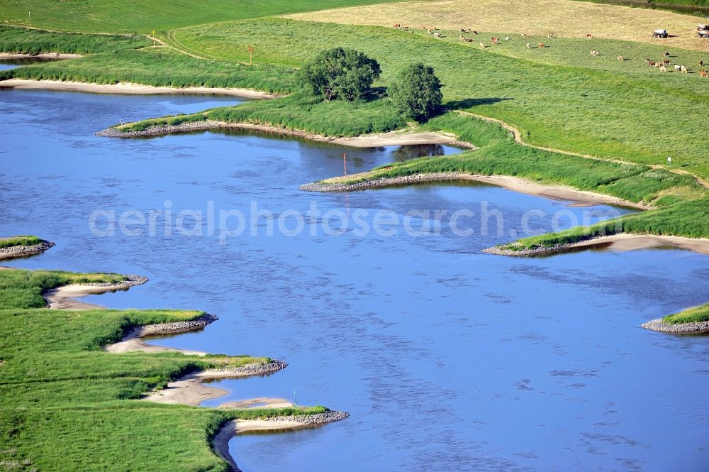 Aerial photograph Wartenburg - Nature reserve Elbetal in Saxony Anhalt near the mouth of the Schwarze Elster river