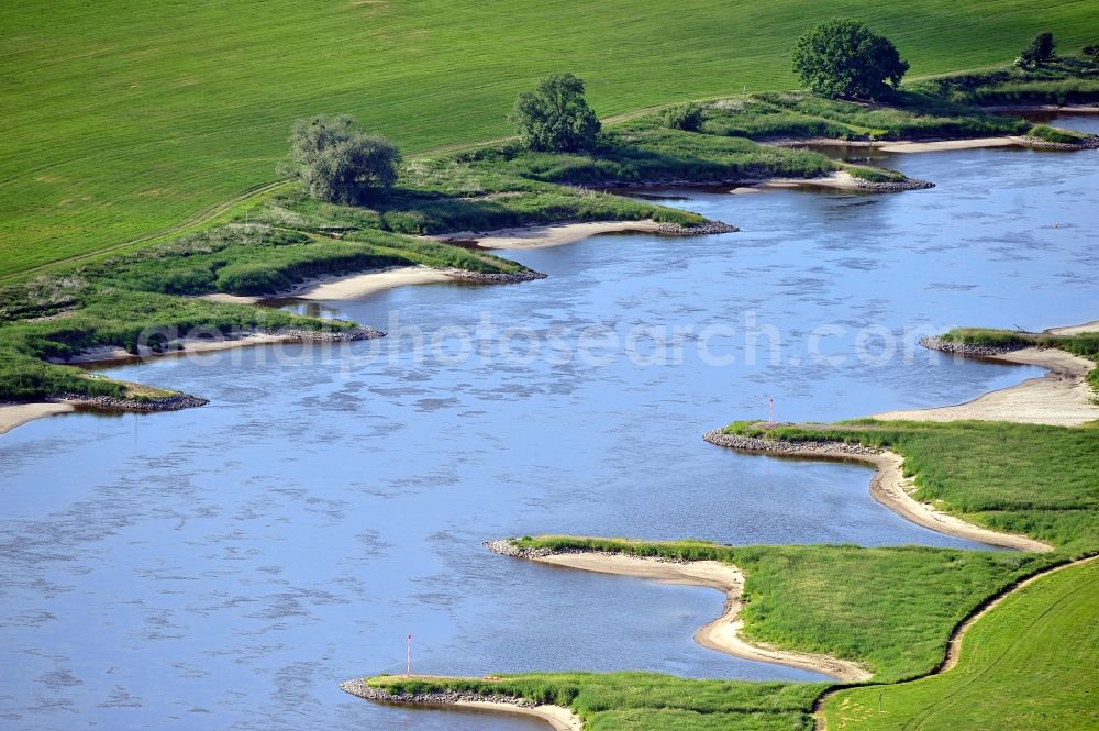 Wartenburg from the bird's eye view: Nature reserve Elbetal in Saxony Anhalt near the mouth of the Schwarze Elster river