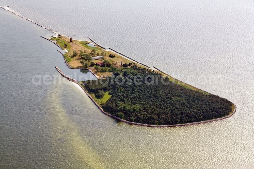 Aerial image Ruden - View of the Baltic island of Ruden, an island in the mouth of the Peene River on the southern end of Greifswald Boddenrandschwelle in the state Mecklenburg-Western Pomerania