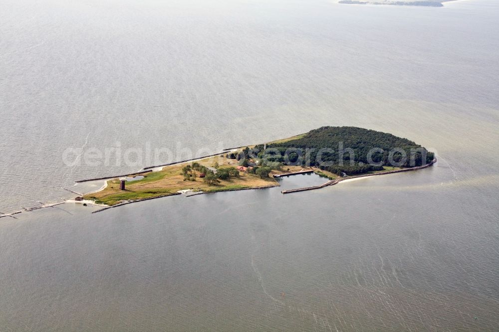 Aerial image Ruden - View of the Baltic island of Ruden, an island in the mouth of the Peene River on the southern end of Greifswald Boddenrandschwelle in the state Mecklenburg-Western Pomerania