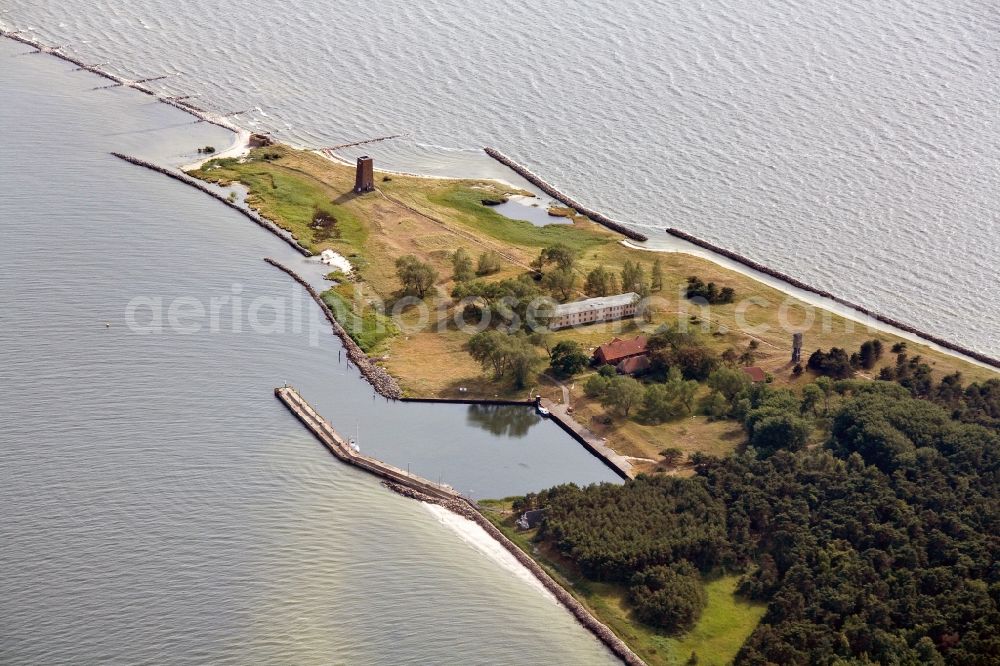 Ruden from above - View of the Baltic island of Ruden, an island in the mouth of the Peene River on the southern end of Greifswald Boddenrandschwelle in the state Mecklenburg-Western Pomerania