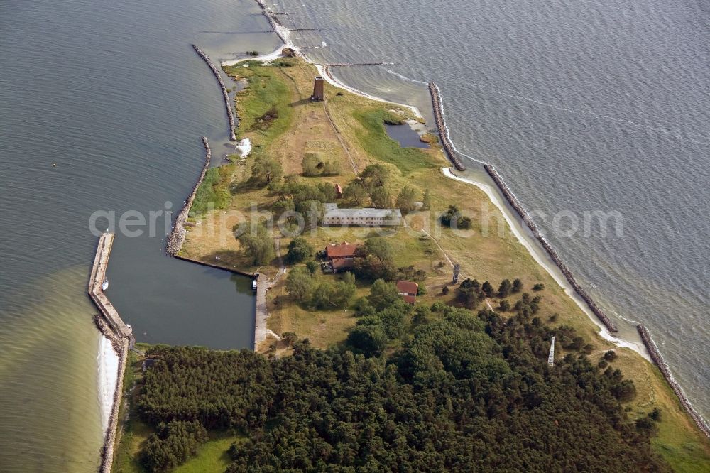 Ruden from above - View of the Baltic island of Ruden, an island in the mouth of the Peene River on the southern end of Greifswald Boddenrandschwelle in the state Mecklenburg-Western Pomerania