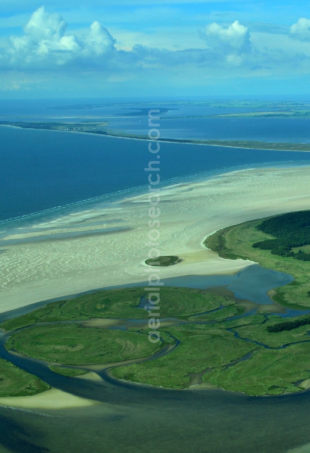 Aerial image Bock - Nature reserve and beach landscape sand dunes along the Baltic Coast Bock in Mecklenburg - Western Pomerania