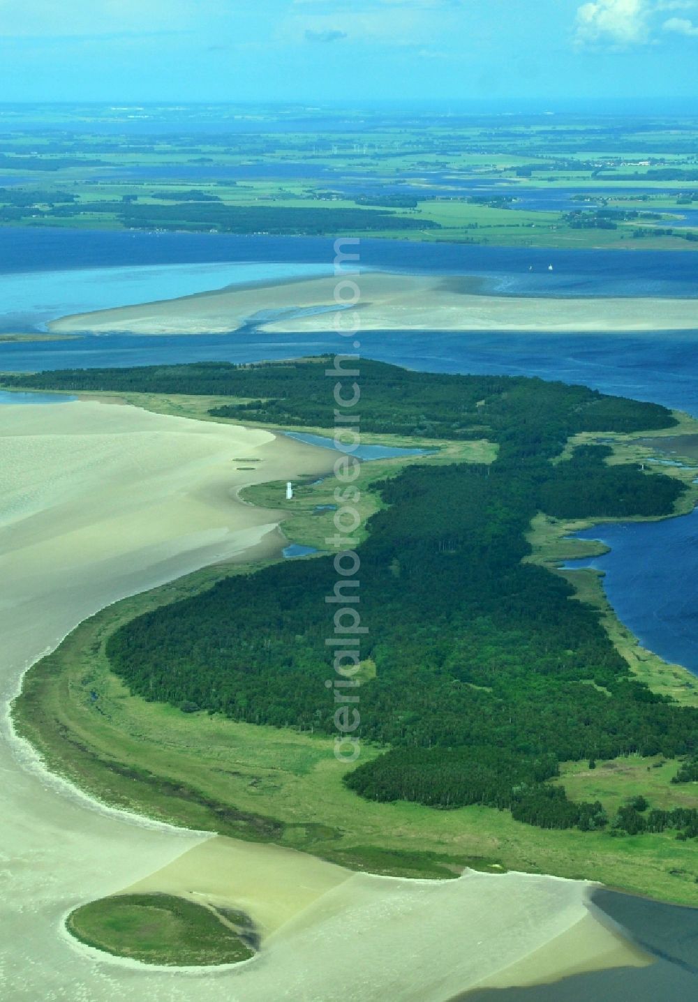 Aerial image Bock - Nature reserve and beach landscape sand dunes along the Baltic Coast Bock in Mecklenburg - Western Pomerania