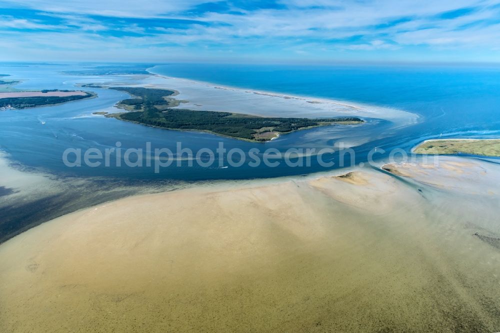 Aerial image Insel Hiddensee - Nature reserve and beach landscape sand dunes along the Baltic Coast Bock in Mecklenburg - Western Pomerania