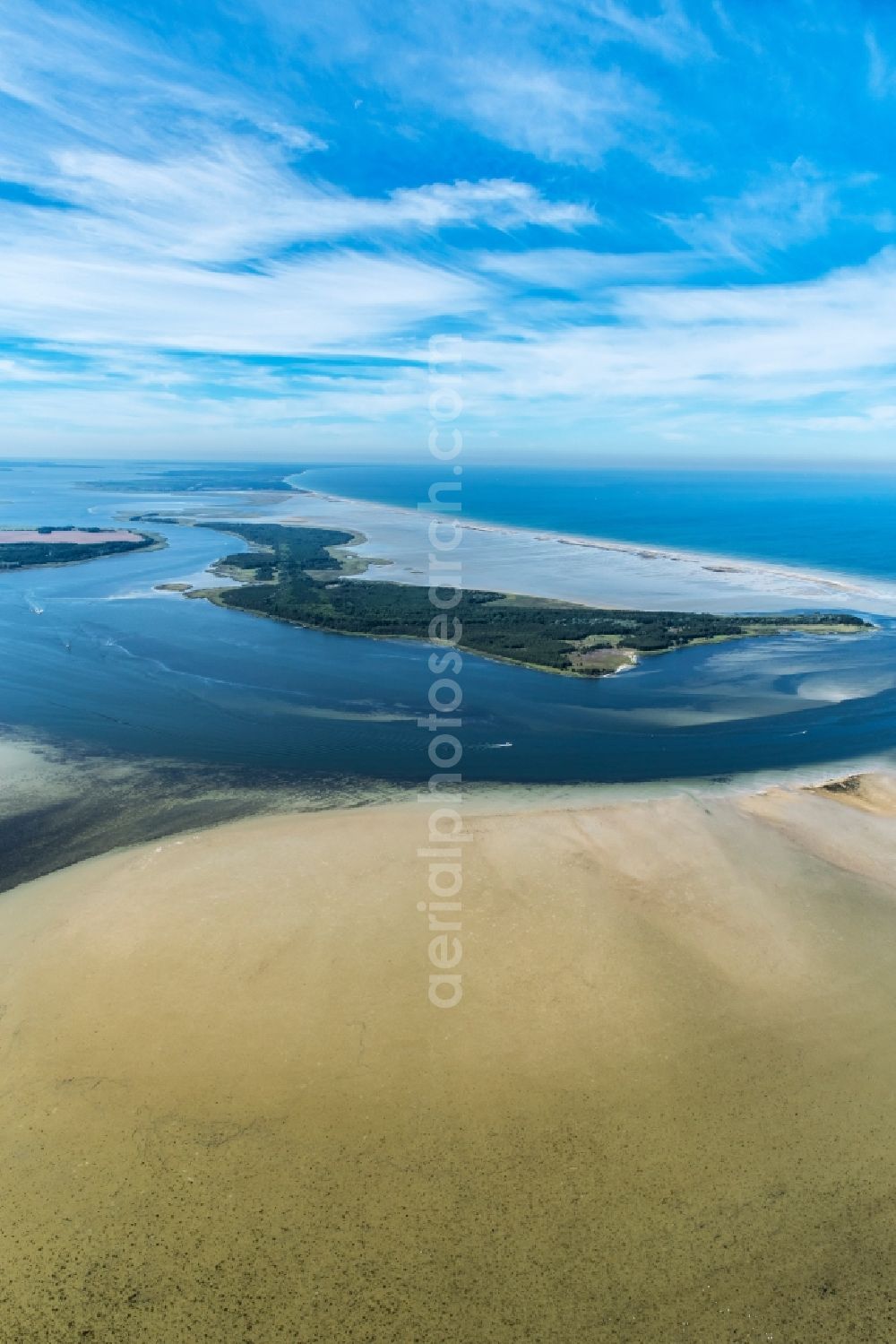 Aerial photograph Insel Hiddensee - Nature reserve and beach landscape sand dunes along the Baltic Coast Bock in Mecklenburg - Western Pomerania