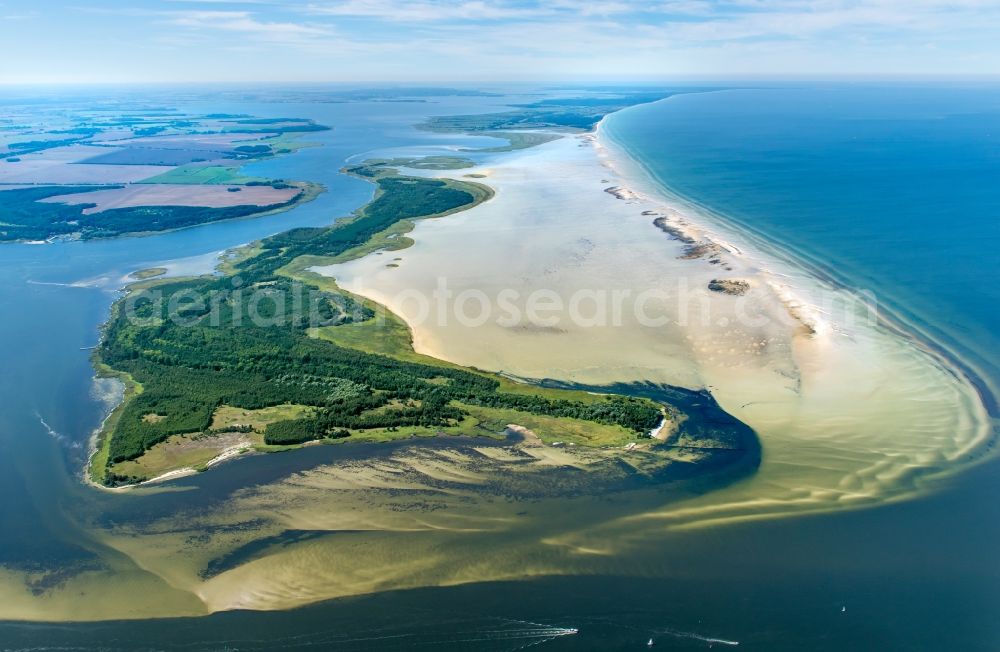 Aerial image Insel Hiddensee - Nature reserve and beach landscape sand dunes along the Baltic Coast Bock in Mecklenburg - Western Pomerania