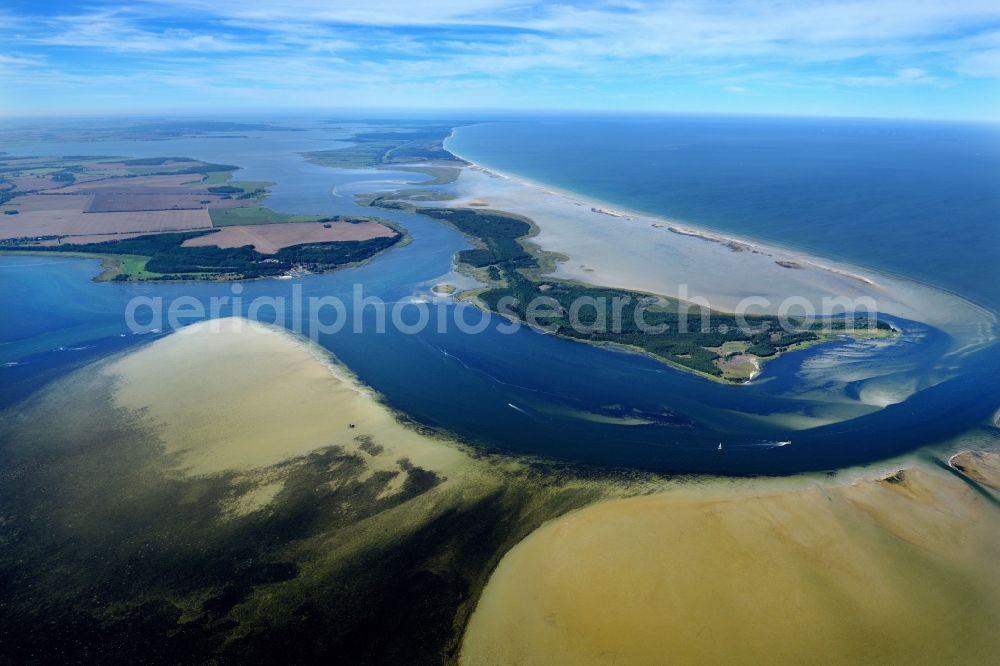 Aerial photograph Insel Hiddensee - Nature reserve and beach landscape sand dunes along the Baltic Coast Bock in Mecklenburg - Western Pomerania