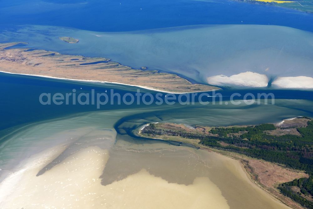 Insel Hiddensee from above - Nature reserve and beach landscape sand dunes along the Baltic Coast Bock in Mecklenburg - Western Pomerania